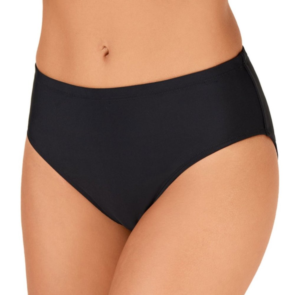 Island Escape Full Coverage Mid Rise  Bikini Bottoms NWT - Sz 10 Black